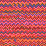 Colorful zigzag pattern fabric of oranges reds and blues