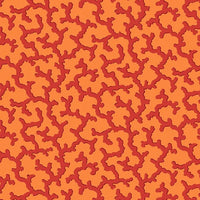 Red coral pattern on orange fabric