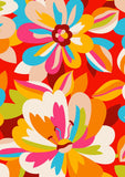 Gorgeous viscose floral print in reds, oranges and turquoise. Wonderful for dressmaking, tops, skirts and wide leg trousers. Available to buy online at fabric Focus in half metre increments.