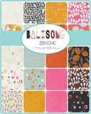 Collection of fabric swatches with Balisong Moda logo in the center