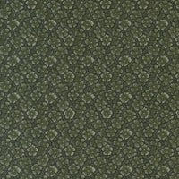 The Chickadee Landing collection embodies all the characteristics of fall with leaves, vines and geometrics in there signature colour palette. Blender leaves in green background. Sold in quarter metre increments.