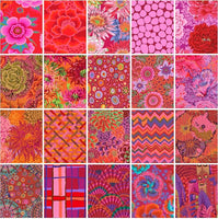 Fat Quarter Bundles. Each fat quarter measures approx 50cm x 56cm.
This collection from Kaffe Fassett is a selection of pinks and red in florals and geometrics.
