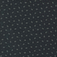 Blackbird's Nest is a New Collection by Kansas Troubles in shades of black and Tan. Feathers in tan on a black background. Sold in quarter metre increments.