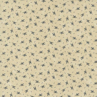 Blackbird's Nest is a New Collection by Kansas Troubles in shades of black and Tan. Feathers in black on a tan background. Sold in quarter metre increments.