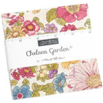 Fabric bundle of 42 5-inch squares of the collection Chelsea Garden by Moda. Available to buy in store and online at Fabric Focus Edinburgh.