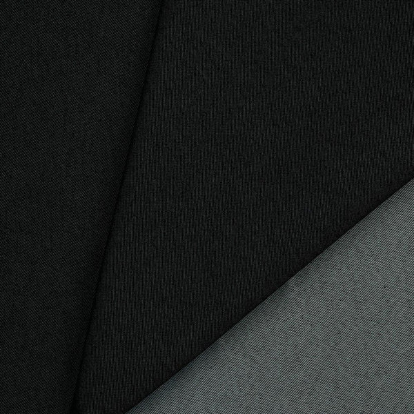 Mid-weight polyester cotton mix denim with a hint of stretch. Available in numerous fashion shades including this classic black and ideal for clothing, bag making and lighter furnishing applications. Available to buy in half metre increments.