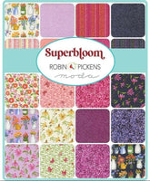 Fabric bundle of 40 2.5" WOF of the collection Superbloom by Robin Pickens for Moda. Available to buy in store and online at Fabric Focus Edinburgh.