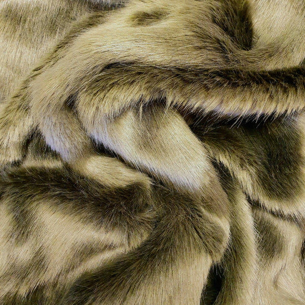 Luxury Faux Fur in dark olive. Available to purchase in store and online at Fabric Focus