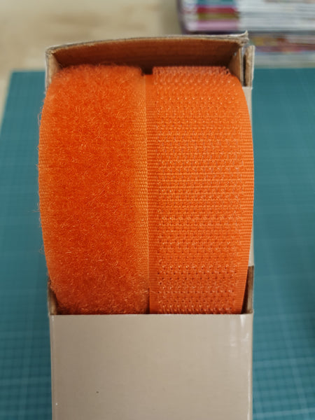 hook and loop fastener tape. velcro. orange. Fabric Focus