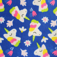 printed polar fleece. unicorns. polyester. Fabric Focus