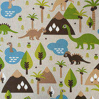 cotton polyester. linen look. dinosaurs. Fabric Focus