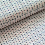  Beautiful cotton poplin in a classic  'Farmers' check square of pink, navy and green on a mini pink and ivory gingham background. Great to sew up into a classic shirt or even a shirtdress!!! Available to buy in half metre increments at Fabric Focus Edinburgh.