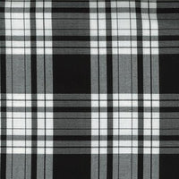 polyester viscose tartan. menzies. black and white. Fabric Focus