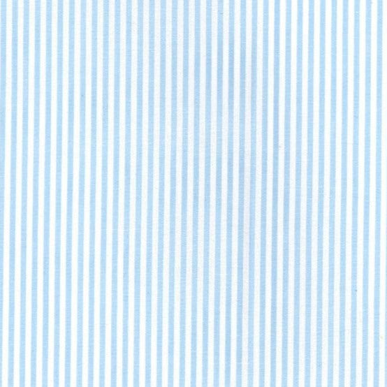 yarn dyed chambray stripe. pale blue. 100% oeko tex cotton. Fabric Focus