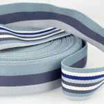 Double Sided Stripe Webbing. Blues. Fabric Focus