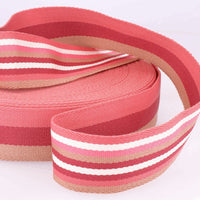 Double Sided Stripe Webbing. Pinks. Fabric Focus