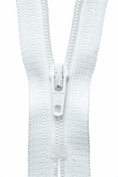 YKK dress zip. 501 white. various size lengths. Fabric Focus