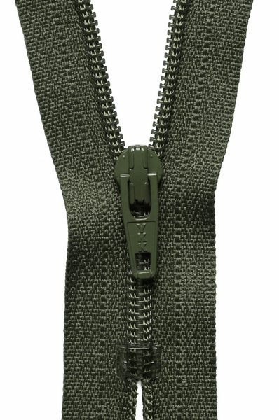 YKK dress zip. 566 khaki. various size lengths. Fabric Focus