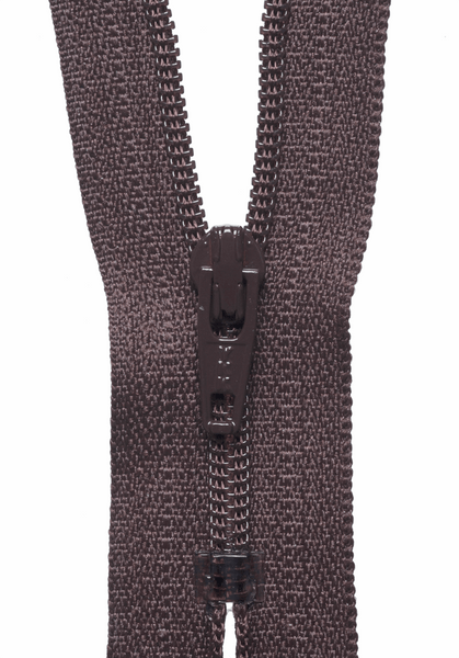 YKK dress zip. 570 brown. various size lengths. Fabric Focus