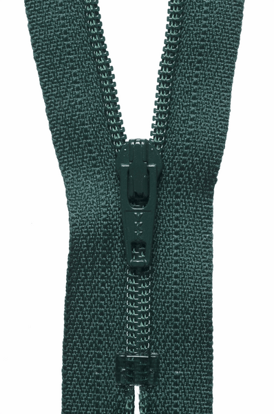 YKK dress zip. 890 forest green. various size lengths. Fabric Focus