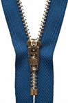 YKK brass jeans zip. royal blue. Fabric Focus