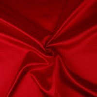 A great satin for evening wear or as a luxurious lining to a coat or jacket. Comes in various beautiful shades. This being the vibrant red. Dry Clean Only NOTE - This fabric will mark if in contact with water Use a dry iron when pressing Available to buy online in half metre increments at Fabric Focus Edinburgh.