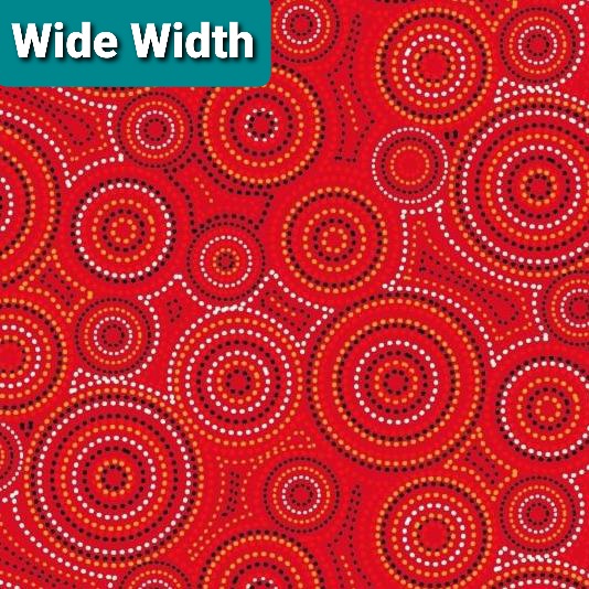 Wide Width Backing Fabric. red circles. 274 cm wide. Fabric Focus
