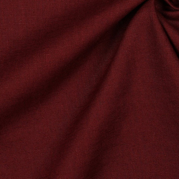 An environmentally friendly dressmaking weight linen.  This linen is washed with plant enzymes and is NOT chemically treated.  It has a wonderful handle with a good amount of body plus all properties you would expect from linen without the harsh environmental impact. This being the rich Bordeaux colourway. 