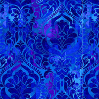 Wide Width backing fabric. Fiorenza Lapis Blue . 5236-77. 100% cotton. Digitally Printed. fabric Focus