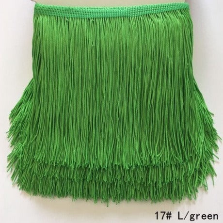 polyester fringing in light green. Available to buy in store and online at Fabric Focus Edinburgh