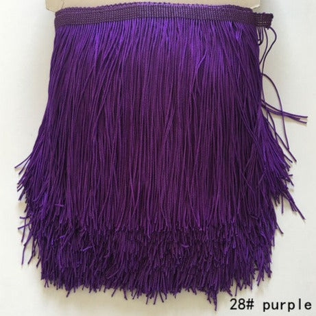 polyester fringing in dark purple.