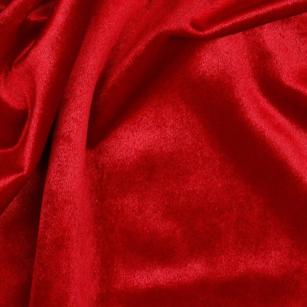 Gorgeous Luxury Velvet with a superb sheen and a deep rich pile suitable for dressmaking, crafts and soft furnishings as well as curtains. Available in an array of beautiful shades, this being bright red. Available to buy online in half metre increments.