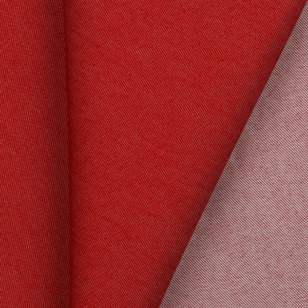 Mid-weight polyester cotton mix denim with a hint of stretch. Available in numerous fashion shades including this classic red and ideal for clothing, bag making and lighter furnishing applications. Available to buy in half metre increments.