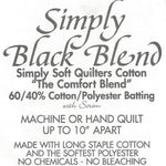 Simply Black Blend Wadding. Batting. cotton polyester mix. Fabric Focus