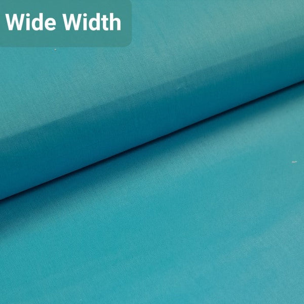 Wonderful wide width cotton in vibrant turquoise. Perfect for backing those larger quilts with no seams! Available to buy in half metre increments.